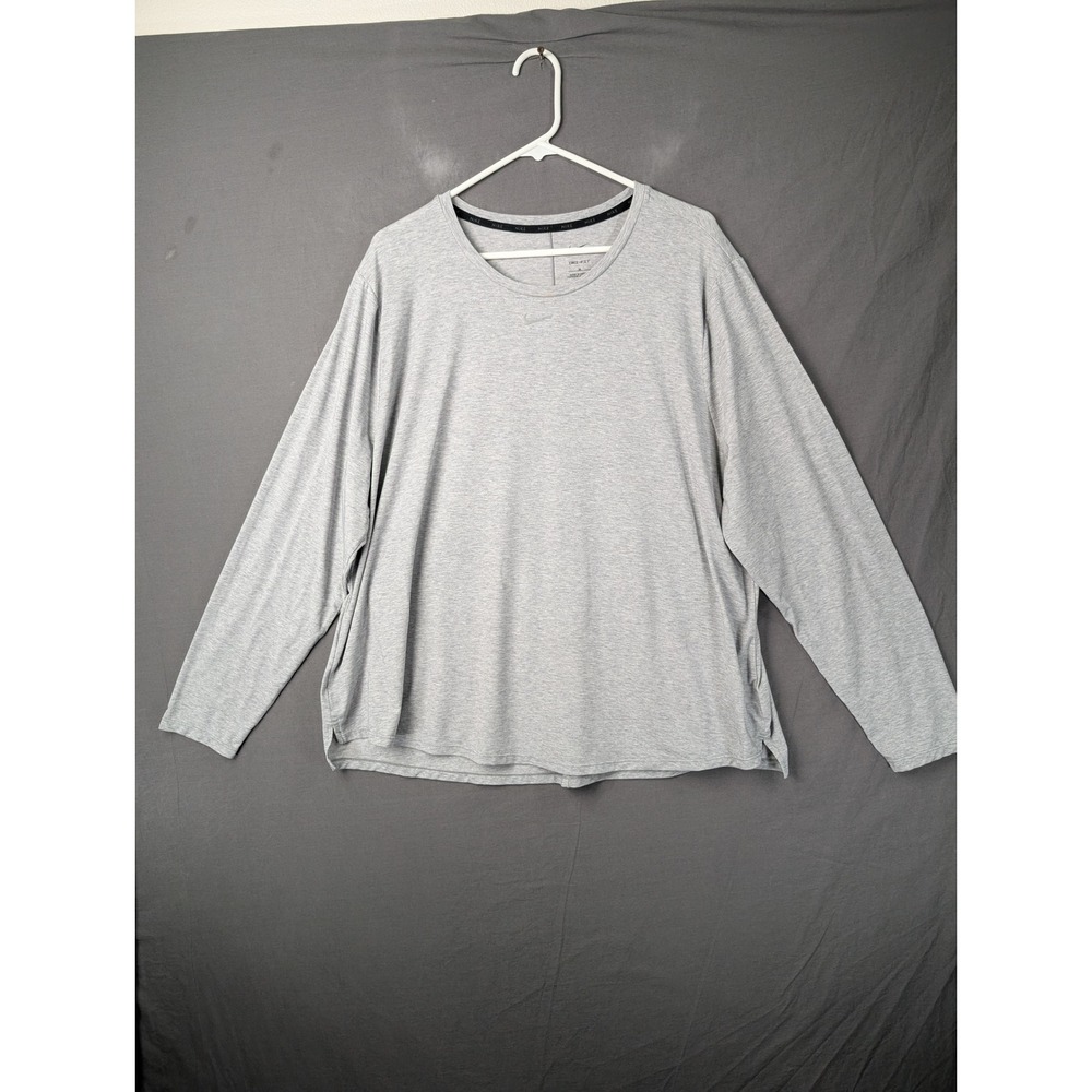 Nike Dri-FIT Womens 2X Gray‎ Long Sleeve Active Top DJ6745-073